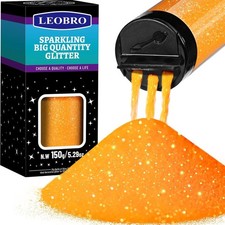 LEOBRO Orange Glitter 160g/5.64oz Holographic Chunky Glitter for Crafts Resin...