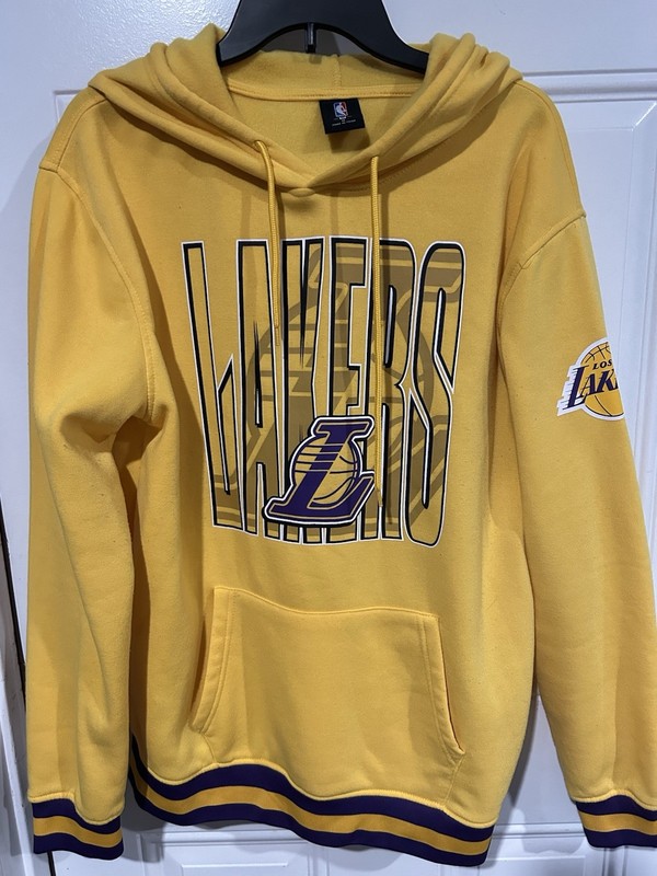 NBA Los Angeles Lakers Pullover Hoodie Yellow/Purple Basketball Size M