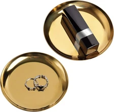 2 Pack Gold Tray 4 inch Stainless Steel Small Golden Decorative Jewelry Gold Dis
