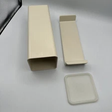 Tupperware Cheese Keeper 1696-2 Almond 2lb Block Container With Tray & Sleeve