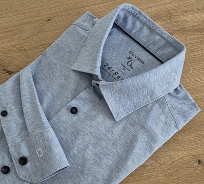 Olymp No. 6, Hemd Gr. 39, Super Slim, 24/Seven Dynamic Flex Shirt, Hellblau