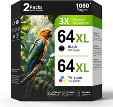 64XL Ink 2-Pack for HP Envy 7855 7155 6255 Inspire 7955e Black & Color