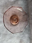 Vintage Pink Depression Pedestal Glass Bowl w/ Etched Floral Design