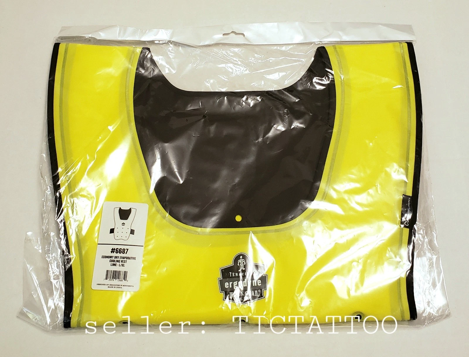 🔥ERGODYNE Unisex Dry Evaporative COOLING VEST L/XL Elastic Waist Nylon Lime NEW - product detail image 1