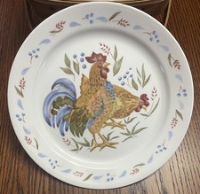 4 Corelle Chickens Roosters Dinner Plates Country Morning 10 1/4” - Made in USA