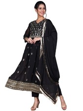 Women's Georgette Embroidered Anarkali Kurta Pant with Dupatta Set