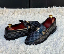 Handmade black leather formal moccasin shoes, dress office slip ons shoes mens
