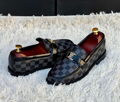 Handmade black leather formal moccasin shoes, dress office slip ons shoes mens