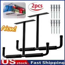 2 Pack Overhead Garage Storage Hooks, 17" Heavy Duty Ceiling Mount Hangers,T-Bar