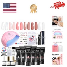 Poly Extension Gel Nail Kit, 6 Colors Pink Nude with 48W U V/LED Lamp Slip So...