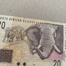 Billete Elefante Moneda SUDÁFRICA 20 RAND Ciudad del Cabo Papel Monedo