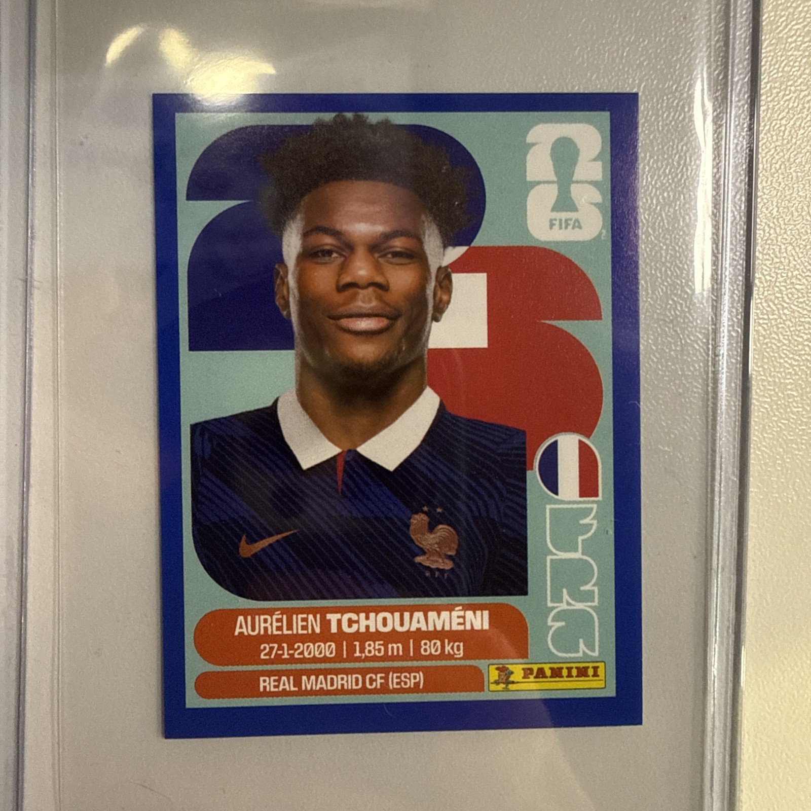 2026 Panini Fifa World Cup USA Sticker AURELIEN TCHOUAMENI Blue Parallel FRA9