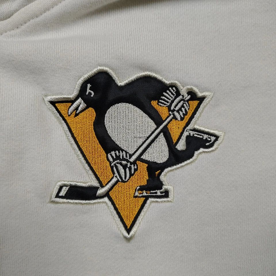 Sudadera con capucha vintage Starter Pittsburgh Penguins XL blanca 1/2 cremallera envejecida Foto 3 de 4