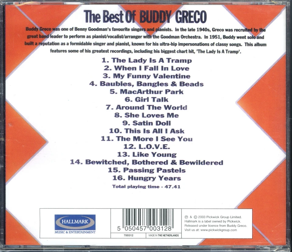 BUDDY GRECO - The Best Of... CD (2003) [NEW & SEALED] - Image 2 of 2