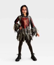 Girls Hyde  Eek Red Glitter SKELETON Dress Halloween Costume Medium 8 New