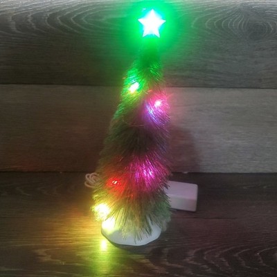Lemax Chasing Multicolored Light Up Spruce Tree Christmas Village Accessory 10''