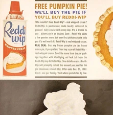 1962 Reddi Wip Whipped Cream Advertisement Dessert Topping Pumpkin Pie DWII29