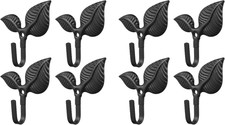 Iron Iron Leaf Single Wall Hooks: 8Pcs Rustic Wall Hooks Leaf Hooks Vintage Coat