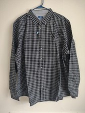 George Shirt, Men's L 42-44 , Grey Black Plaid Long Sleeve Button Up Classic Fit