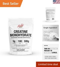 100% Pure Micronized Creatine Monohydrate Powder - 500g for Athletic Performance