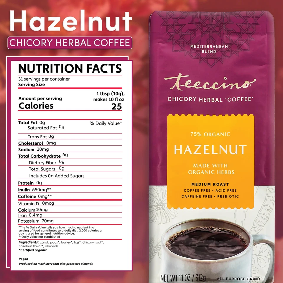 Alternativa de café avellana achicoria - café a base de hierbas molido que es prebiótico,... Foto 2 de 4