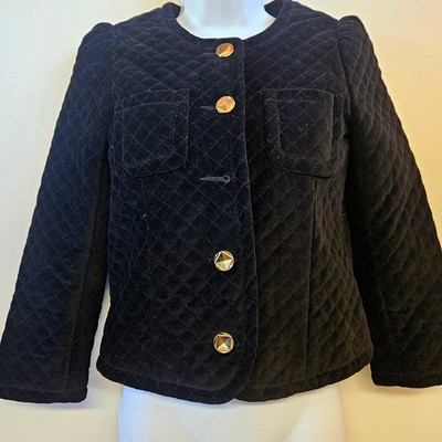 MARC JACOBS  ジャケット Marc by Marc Jacobs Black Quilted Jacket Size 0 Velour Gold