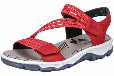 Rieker Damen Trekking Sandale Rot 68871-33 Sommer Schuhe