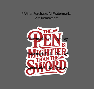 The Pen Is Mightier Than the Sword Sticker Waterproof Decal Quote Write Gift NEW