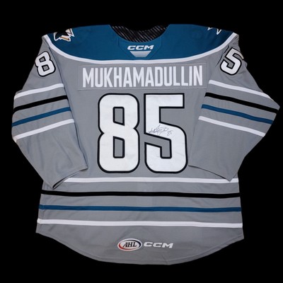 Game Worn San Jose Barracuda Shakir Mukhamadullin Steel Jersey All