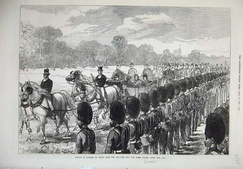 Original Old Antique Print 1874 Windsor Troops Ashantee War Queen Guards Horse