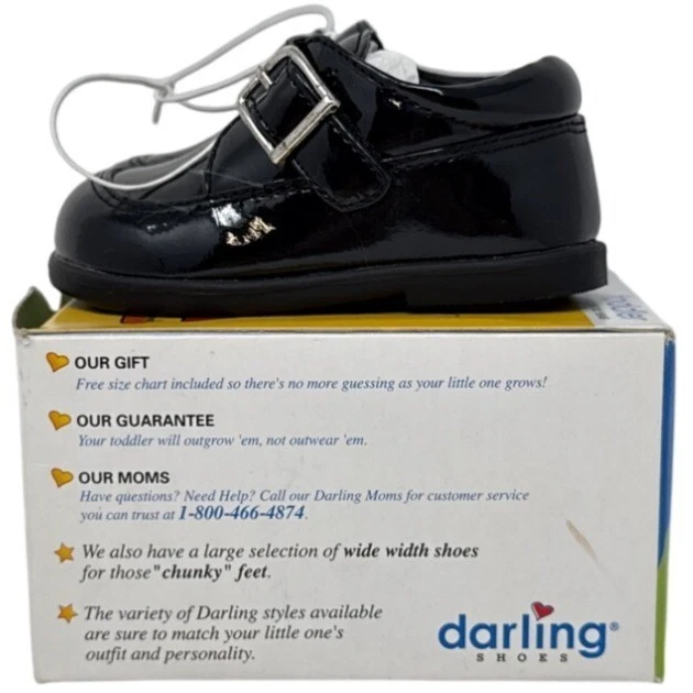 Zapatos de vestir Darling para niños pequeños de charol negro con hebillas talla 3 Foto 4 de 4