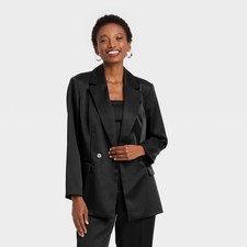 Women Structured Satin Blazer - A New Day Black XL