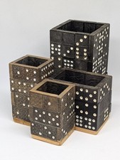 Upcycled handmade vintage domino desk tidy organiser set of 4