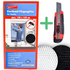 Fliegengitter Insektennetz Fenster 130x150cm inkl. Klebeband & Cuttermesser
