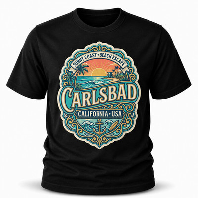 Carlsbad California Beach Graphic T-Shirt Unisex Travel Tee