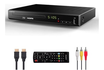 HD Blu-Ray Disc Player for TV with HDMI and AV Cables, 1080P, Built-in PAL NTSC,
