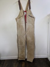 Key Outwear Bib Overalls Mens Med Regular Insulated Lined Brown Canvas
