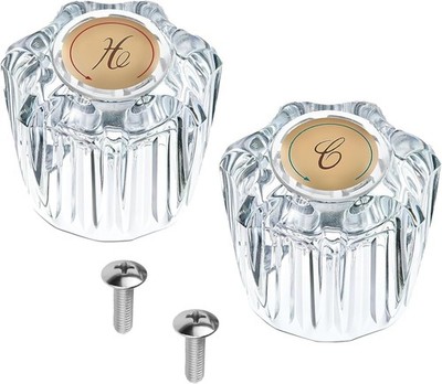 2 Pcs Bathtub Faucet Handles Shower Knobs Replacement Hot and Transparent