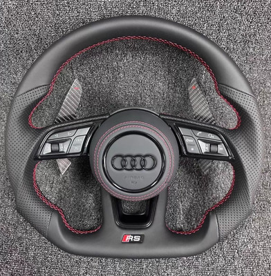 Audi Performance RS Line Sport Lenkrad A4 A5 A6 A7 Q5 Q7 Rot Uhr - ALL BLACK