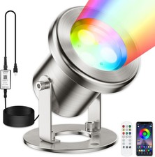 LED Pond Lights with APP Control, 6W SS316 Stainless Steel RGB Underwater Founta