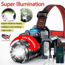 Torcia frontale LED super luminosa USB ricaricabile faro impermeabile lampada