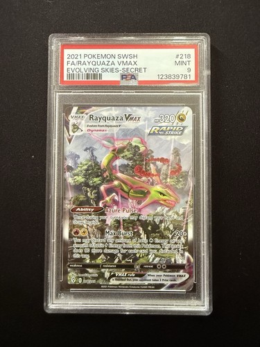 Pokemon 2021 Rayquaza VMAX 218/203 Evolving Skies Secret Rare PSA 9