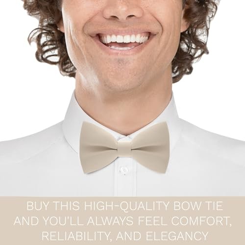 Mens Bowties Pre-tied Shape Clip L - (19-99 yrs., adults, full age) 38 Beige - Picture 5 of 6