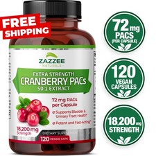 Zazzee Extra Strength Cranberry PACs, 72 mg PACs per Capsule, 120 Vegan Capsules