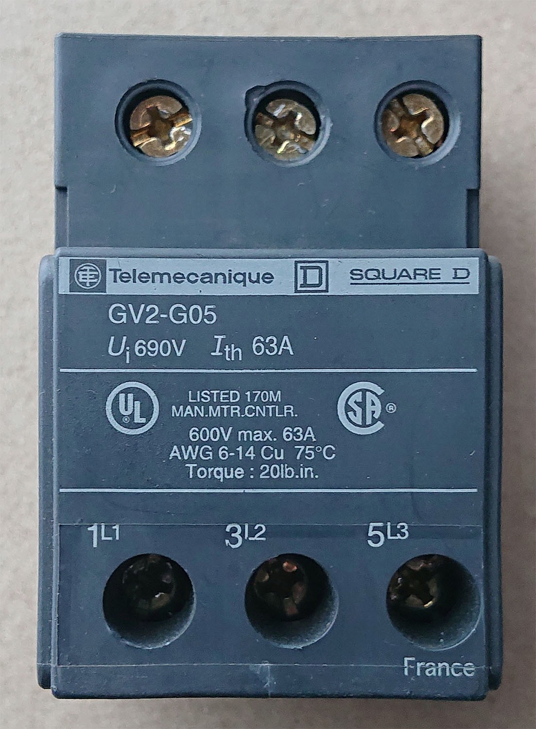 Telemecanique GV2-G05 63A 690V Power Block