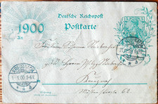 Deutsches Reich Postkarte Ganzsache 1900 Germania 5 Pf Wertstempel gestempelt