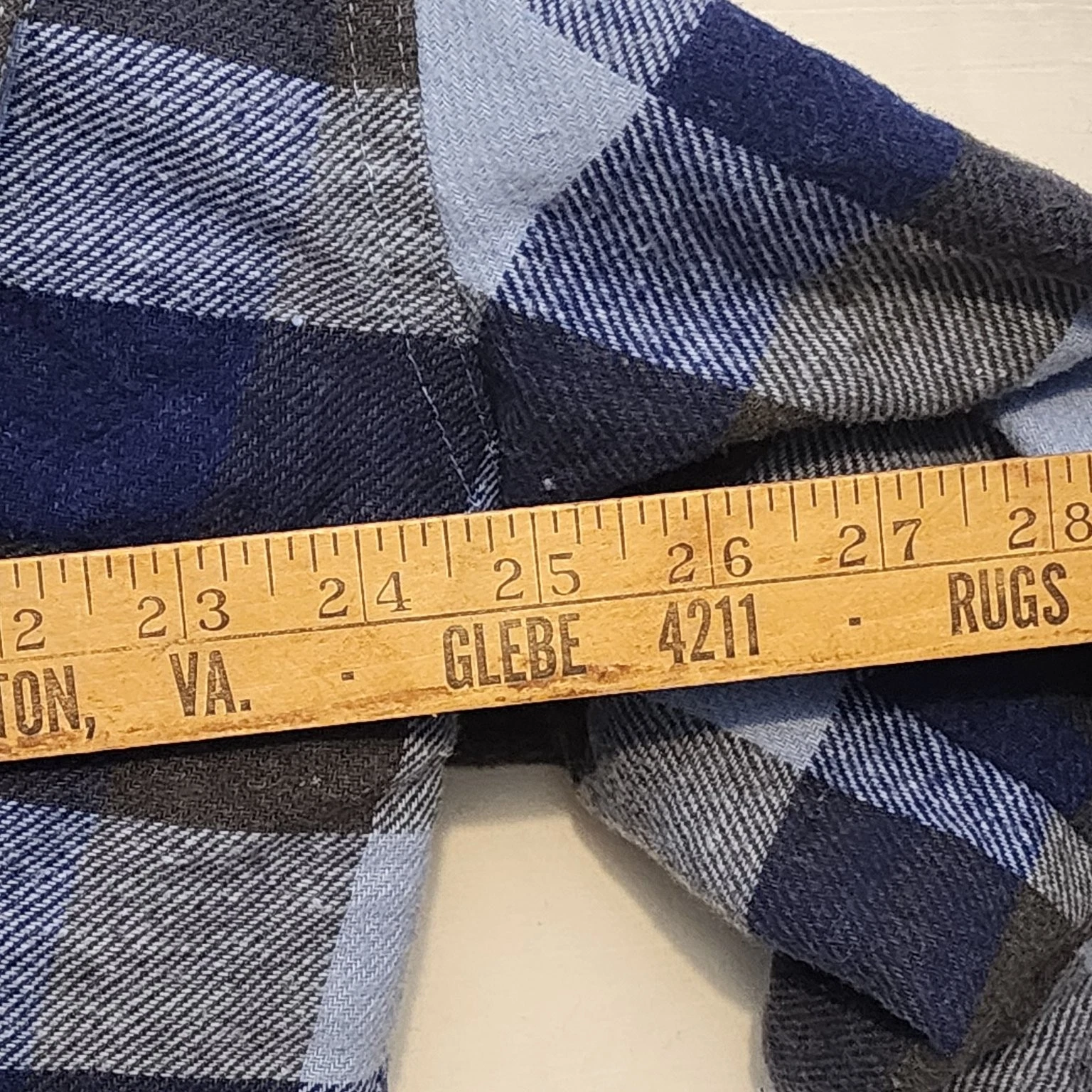 Stanley Men's XL Blue Grey Plaid Flannel Hooded Quilted Work Shirt Jacket Coat - product detail image 4