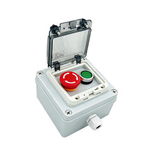 IP67 Waterproof Push Button Switch Box, Emergency Stop  Green Momentary Start/S