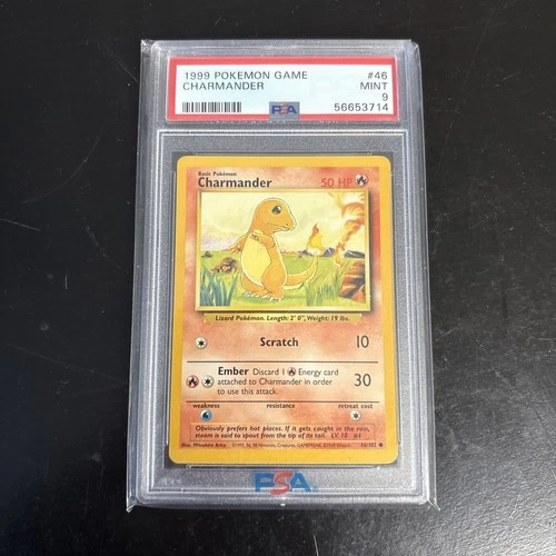 1999 CHARMANDER ENGLISH POKEMON CARD 46/102 PSA 9 MINT