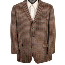 Kuppenheimer Mens SZ 42 Tweed Blazer Multicolor Wool Plaid Dark Academia